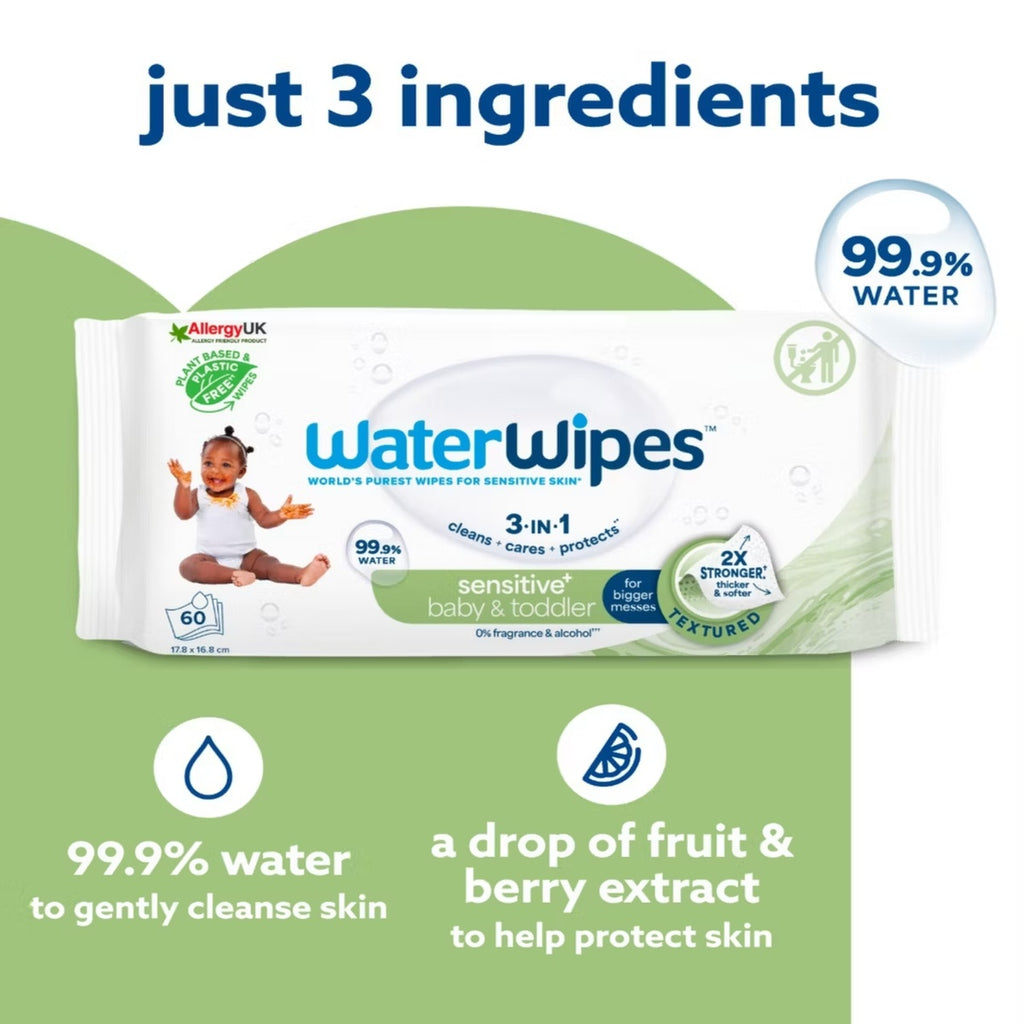 WaterWipes Sensitive+ Baby & Toddler Textured Wipes (60 ct)