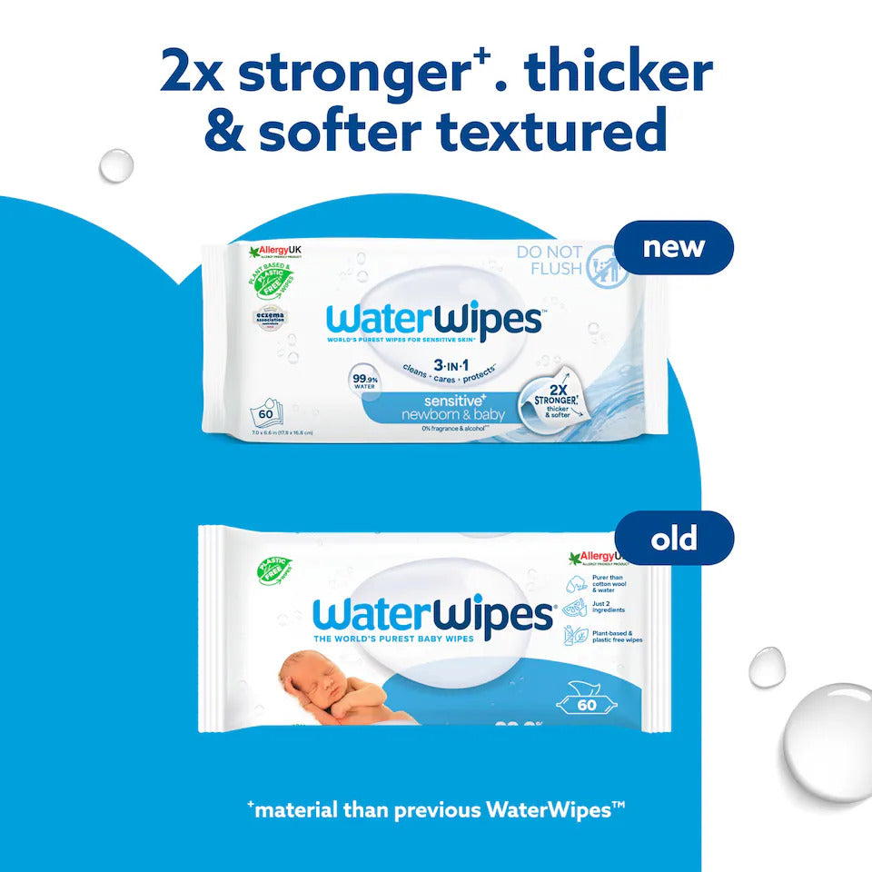 WaterWipes Sensitive+ Baby & Toddler Textured Wipes (12 pack)