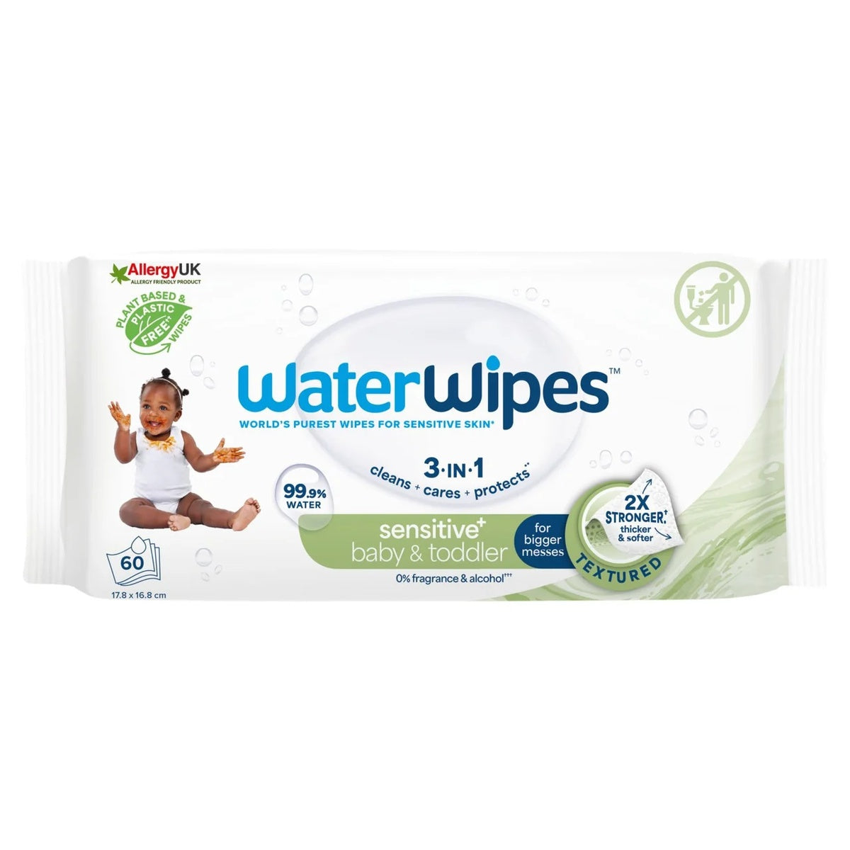 WaterWipes Sensitive+ Baby & Toddler Textured Wipes (60 ct)